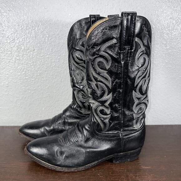 Dan Post 2110 R Black Leather Cowboy Western Stitch Boots Men’s Size 11.5 EW - Picture 1 of 10